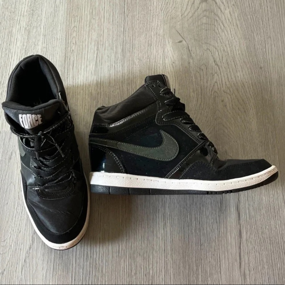 Nike Black w/ Patent Wedge Sneaker